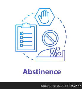 Abstinence blue concept icon. Safe sex. Refuse stimulation. Intimate relationship. Risk prevention in sexlife. Male, female healthcare idea thin line illustration. Vector isolated outline drawing