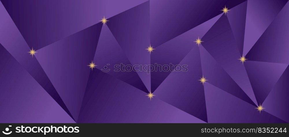 Abstract 3d background with polygonal pattern, little golden stars. Modern geometric invitation card. VIP jewelry business sale banner.