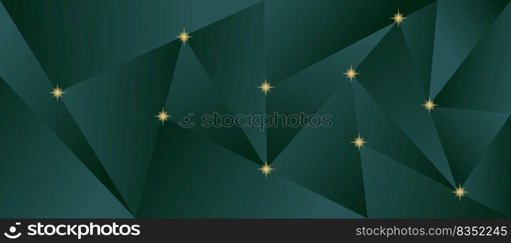 Abstract 3d background with polygonal pattern, little golden stars. Modern geometric invitation card. VIP jewelry business sale banner.