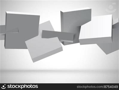 Abstract 3D background with white cubes crossing in motion