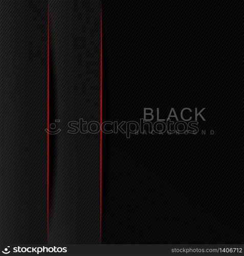 Abstract 3D black and gray gradient layer and shadow with border red and diagonal lines with copy space for text. Modern luxury. Vector illustration