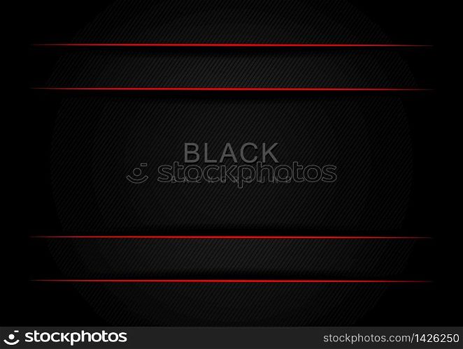 Abstract 3D black and gray gradient layer and shadow with border red design template background. Vector illustration