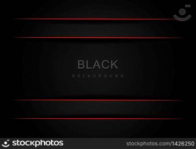 Abstract 3D black and gray gradient layer and shadow with border red design template background. Vector illustration