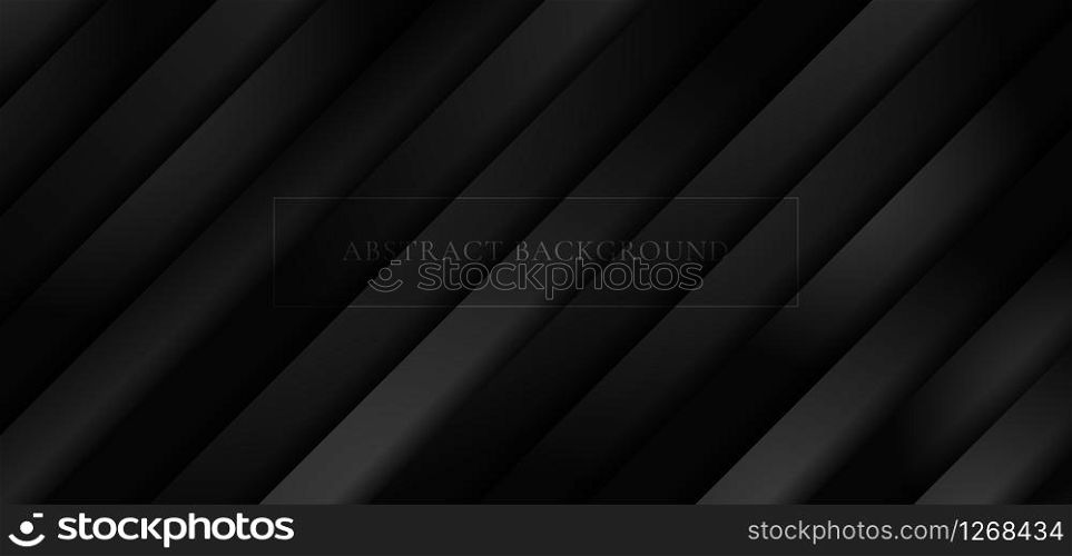Abstract 3D Black Diagonal Stripe Layer Paper Overlay Pattern Background and Texture with Space for Your Text. Vector Illustration