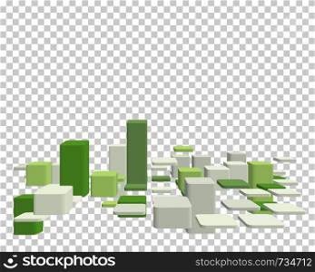 Abstract 3d checked business theme with transparency grid on back. Vector Illustration.
