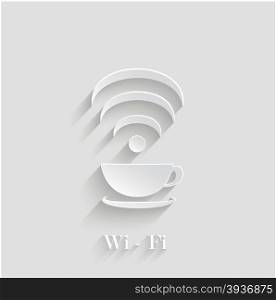 Abstract 3d Coffee Cup Waves Wi-Fi Design Element With Shadow. Vector Illustration Easy Paste to Any Background.