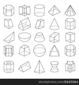 Abstract 3d crystals from icons. Abstract geometric shapes. Vector 3d crystals from icons isolated on white background