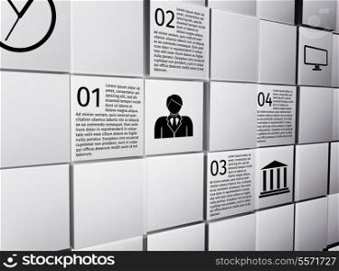 Abstract 3d cubes wall infographic design elements layout template for presentation report vector illustration