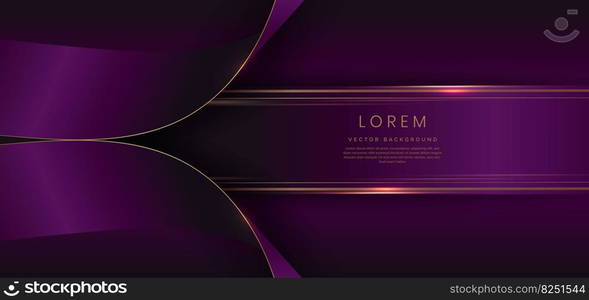 Abstract 3d curved violet ribbon on violet background with lighting effect copy space for text. Luxury design style. Vector illustration