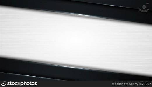 Abstract 3D diagonal black and gray gradient layer and shadow with light line on white texture background with space for your text. Modern luxury. Vector illustration