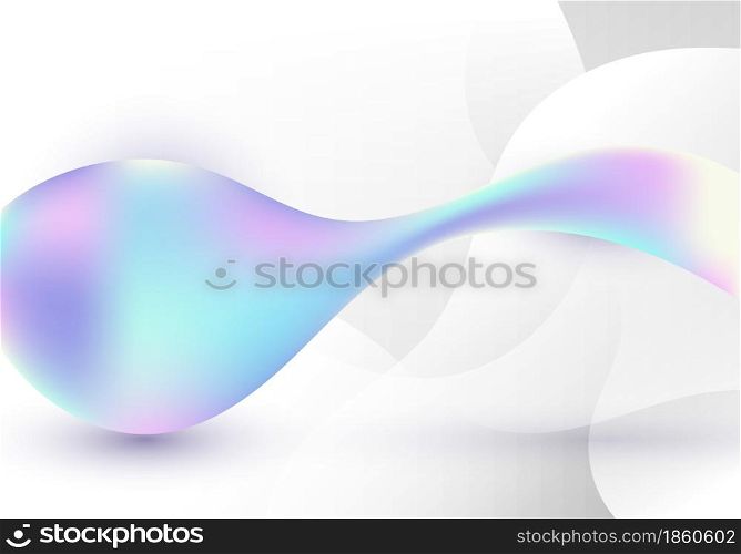 Abstract 3D dynamic fluid wave holographic gradient shape on white background. Vector illustration