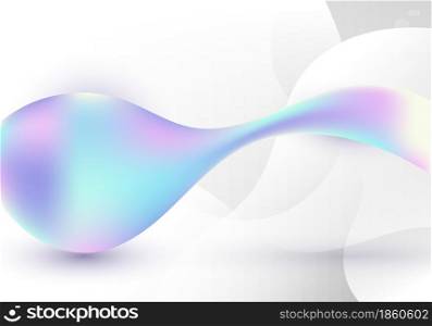 Abstract 3D dynamic fluid wave holographic gradient shape on white background. Vector illustration