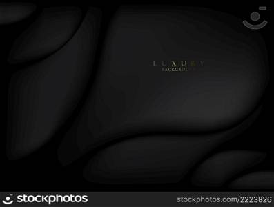 Abstract 3d elegant black wavy wave curve fluid shape background. Luxury style. Vector illustration