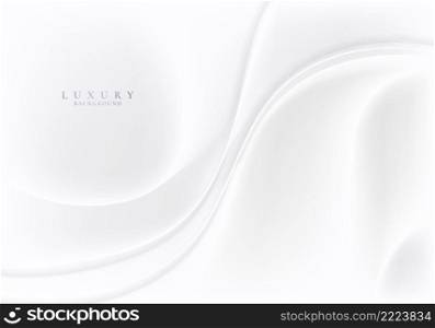 Abstract 3d elegant white wave lines on clean silk fabric background. Luxury style. Vector illustration