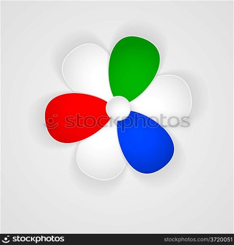 Abstract 3d flower of paper on light grey background , concept of color mode