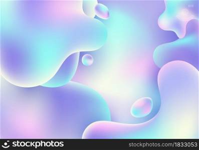 Abstract 3D fluid holographic gradient shape background. Vector illustration. Vector illustration