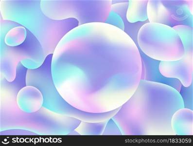 Abstract 3D fluid holographic gradient shape pattern background. Vector illustration. Vector illustration