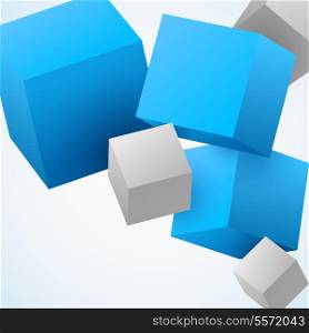 Abstract 3d flying cubes background vector illustration