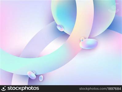 Abstract 3D geometric circles overlapping and fluid pastel gradient shape background. Vector illustration