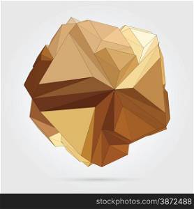 Abstract 3D geometric illustration. Gold sphere over white background.. Vector. Abstract 3D geometric illustration.