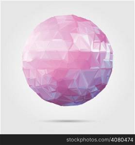 Abstract 3D geometric illustration. Pink sphere on white background.