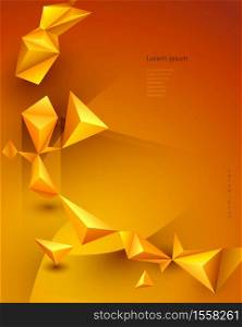 Abstract 3D Geometric, Polygon, Triangle pattern shape.Yellow, orange gradient color background. Vector illustration polygonal technology background for banner, template, wallpaper, web design
