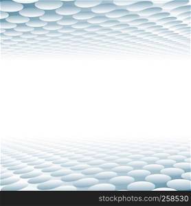 Abstract 3D grid circle pattern texture blue and white perspective background. Vector illustration