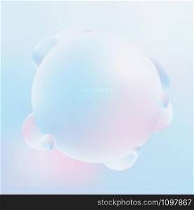 Abstract 3D liquid fluid circles pastel color beautiful background. Creative minimal template for cover brochure, flyer, poster, wallpaper, banner web, placard. Vector illustration
