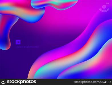 Abstract 3D liquid shape vibrant gradient color backgrond. Fluid design for brochure, music poster, layout template, cover presentation, banner web, etc. Vector illustration