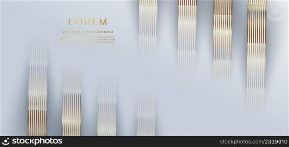Abstract 3D luxury template shiny grey background with lines golden glowing. Template premium award design. Vector illustration
