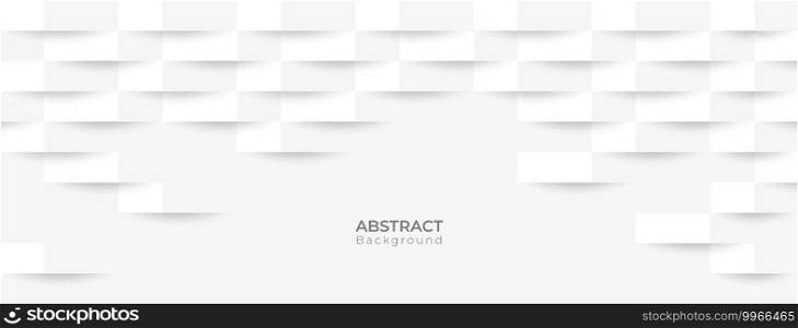 Abstract 3d modern square banner background. White and grey geometric pattern texture. vector art illustration 