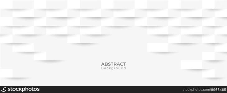 Abstract 3d modern square banner background. White and grey geometric pattern texture. vector art illustration 