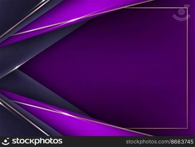 Abstract 3D modern template luxury style purple stripes with golden lines and lighting sparkles decoration design elegant background. Vector graphic illustration