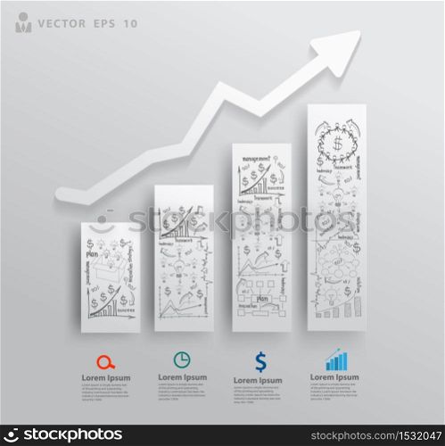 Abstract 3D paper charts and graphs, With drawing business success strategy plan concept idea, Vector illustration modern template design for workflow layout, diagram, number options, step up options