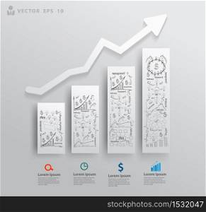 Abstract 3D paper charts and graphs, With drawing business success strategy plan concept idea, Vector illustration modern template design for workflow layout, diagram, number options, step up options
