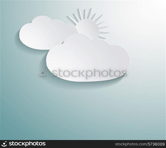 Abstract 3D paper cloud with sun