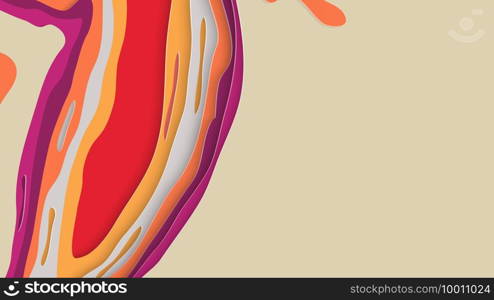 Abstract 3D paper cut art. Colorful background  with wavy layered paper craft. Artistic vector cut out shapes with realistic shadow. Bright carving texture. Topography relief imitation.
