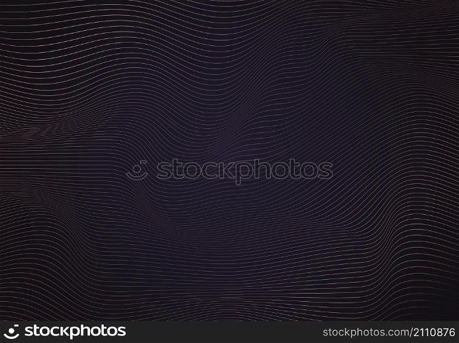 Abstract 3D pink wavy lines art pattern on dark blue background. Vector illustration