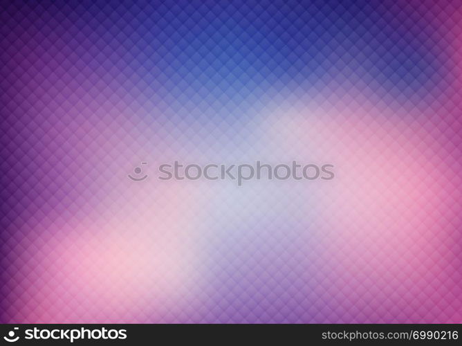 Abstract 3D purple color grid on blurred background and texture. Trendy hipster geometry pattern. Vector illustration