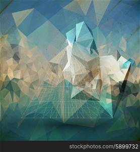 Abstract 3D pyramid, triangle design vector. Template for business or science design.