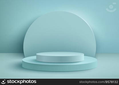 Abstract 3D realistic blue empty round podiums. Minimal scene for product display presentation. Award ceremony concept. Abstract scene with cylindrical podiums. Geometry shape platform. Abstract 3D realistic blue empty round podiums. Minimal scene for product display presentation. Award ceremony concept. Abstract scene with cylindrical podiums