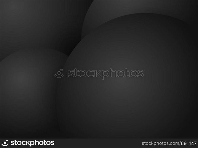 Abstract 3D realistic liquid or fluid circles black color beautiful background. Vector illustration
