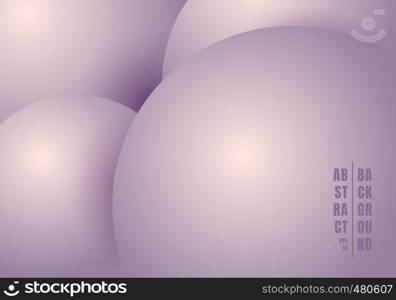 Abstract 3D realistic liquid or fluid circles purple pastels color beautiful background. Vector illustration