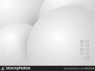 Abstract 3D realistic liquid or fluid circles white and gray color beautiful background. Vector illustration