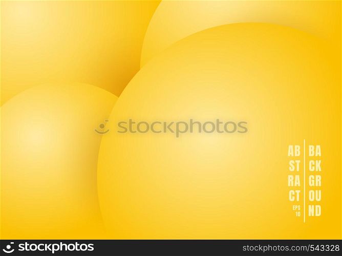 Abstract 3D realistic liquid or fluid circles yellow pastels color beautiful background. Vector illustration