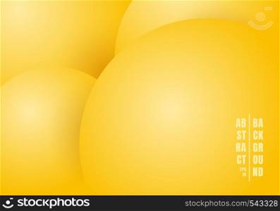 Abstract 3D realistic liquid or fluid circles yellow pastels color beautiful background. Vector illustration