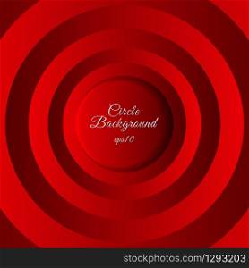 Abstract 3D red circles layer space shadow overlap and dimension background. Vector illustration