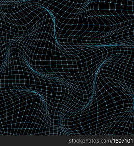 Abstract 3D science technology concept blue grid wavy wave background and texture. Vector illustration