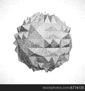 Abstract 3D shape. Halftone style. 3D Vector illustration. Abstract shape. Halftone style