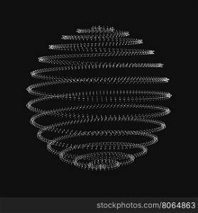 Abstract 3D sphere spiral shape. Abstract 3D sphere spiral shape in the form of luminous balls. Vector illustration